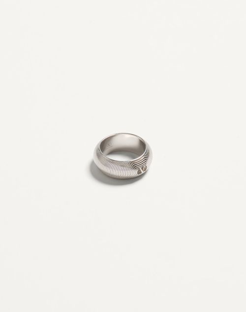 Valentino Garavani - Valentino Ovalette Metal Ring - Transparent - Man - Jewelry